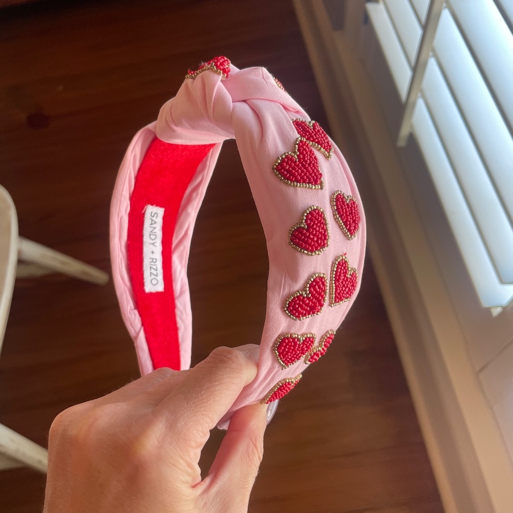 Pink Heart Beaded Headband